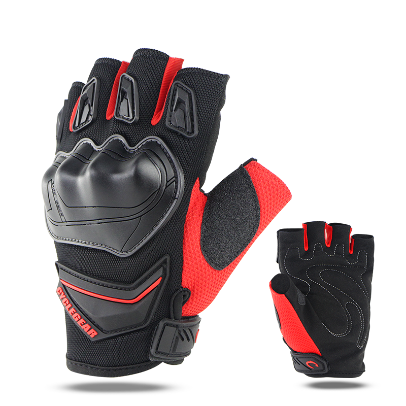 Sommer handsker mænd seje motorcykel halvfinger handsker til motocross racing motorcykel guantes moto off road cykel ridning handske: Rød / M