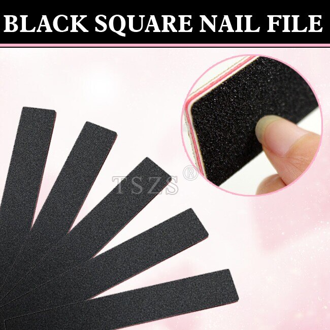 10 stks/partij Grijs zwart Straight 180/240 Schuren Bestand Vierkante Hout Bestand Manicure Acryl UV Gel Nail Art Tool: square black