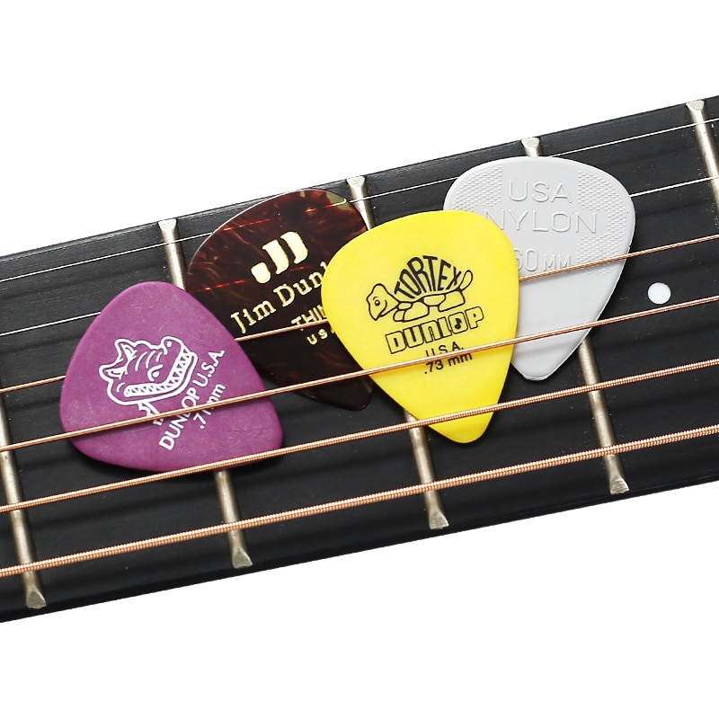 12 stk/sæt originale dunlop akustiske guitar picks plectrum nylon celluloid elektrisk glat guitar pick tilbehør