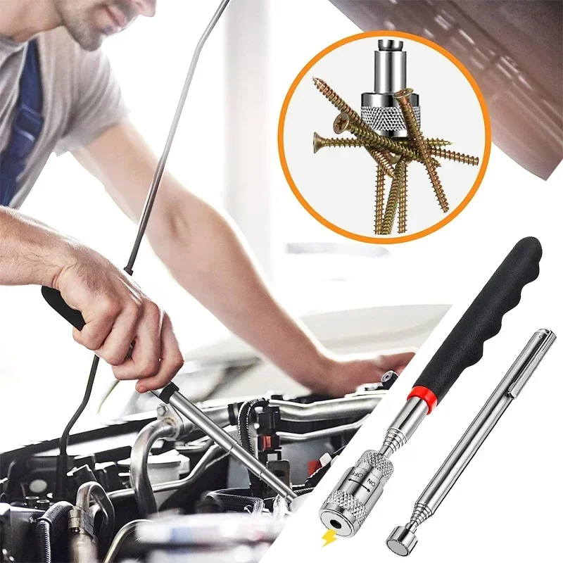 Bolígrafo magnético telescópico, herramienta práctica portátil para metalurgia, capacidad magnética para recoger tuercas, perno, varilla de recogida ajustable