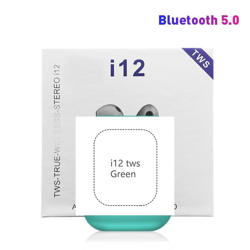 Tutew Stereo Senza Fili Auricolari i12 TWS Auricolare Bluetooth Mini Cuffie Senza Fili di Tocco Auricolare fone de ouvido PK i7s i9s i11: green