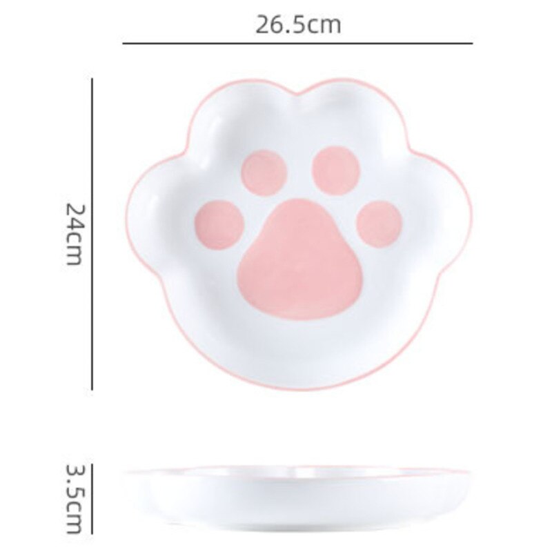 Kawaii Cat Claw Bowls Cartoon Ceramic Bowl Breakfast Dishes Home Cute Cat Dog Paw Western Food Salad Plate: 11.5inch plate Pink