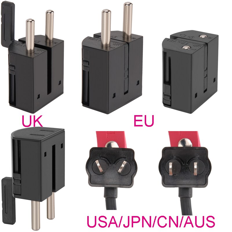 Travel Adapter Internationale Universele Power Adapter All-in-one met 2 USB Wereldwijd Muur Oplader voor UK/ EU/Azië met Kabel 92cm