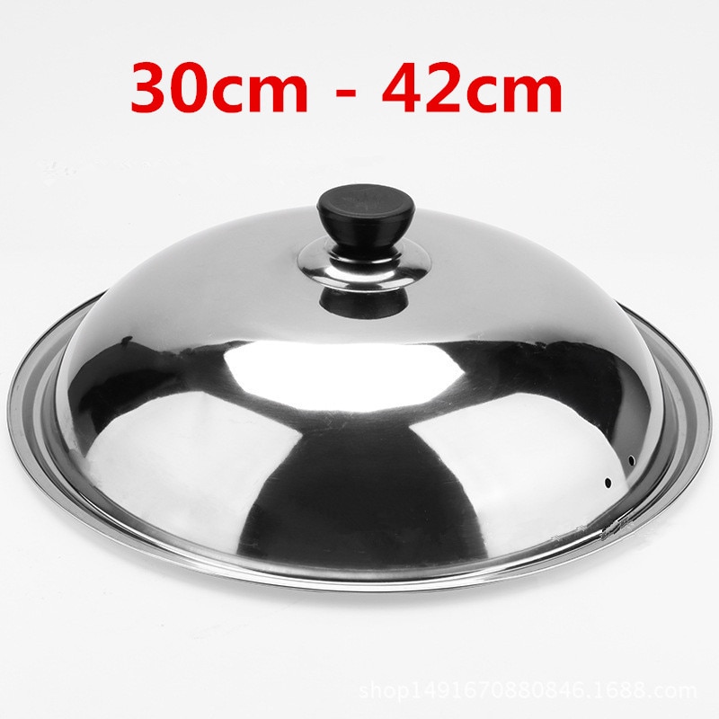 Matlagning wok panna lock rostfritt stål universal pannlock synligt bytt lock stek wok gryta bra halvcirkel wok lock
