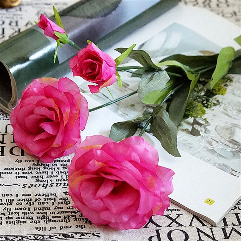 Artificial High Home Decoration Simulation Dress Flowers Platycodon artificial plants room decor wedding decoration: Rose Red