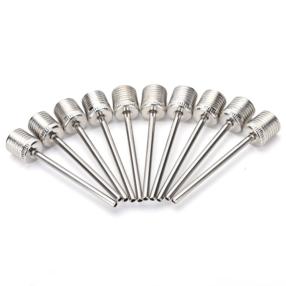 10Pcs Stainless Steel Basketball Pump Needle Outdoor Sports Football Soccer Silver Ball Inflating Air Valve Adaptor Pin Needle