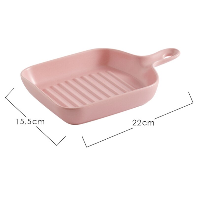 Matte Ceramic Baking Plates Unique Square Individual Pasta Lasagna Dish with Single Handle Small Dinner Plates S