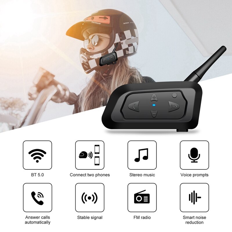 Motorrad Helm Headset Bluetooth 5,0 Gegensprechanlage Drahtlose Kopfhörer Mit Mic Lärm die Ermäßigung Musik Reiten Kopfhörer
