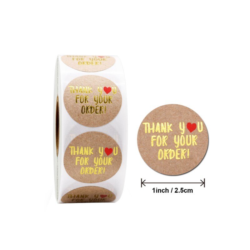 500Pcs 1 inch Roll sealing stickers round cowhide blank sticker label Kraft paper DIY Paper bag packaging 25*25mm