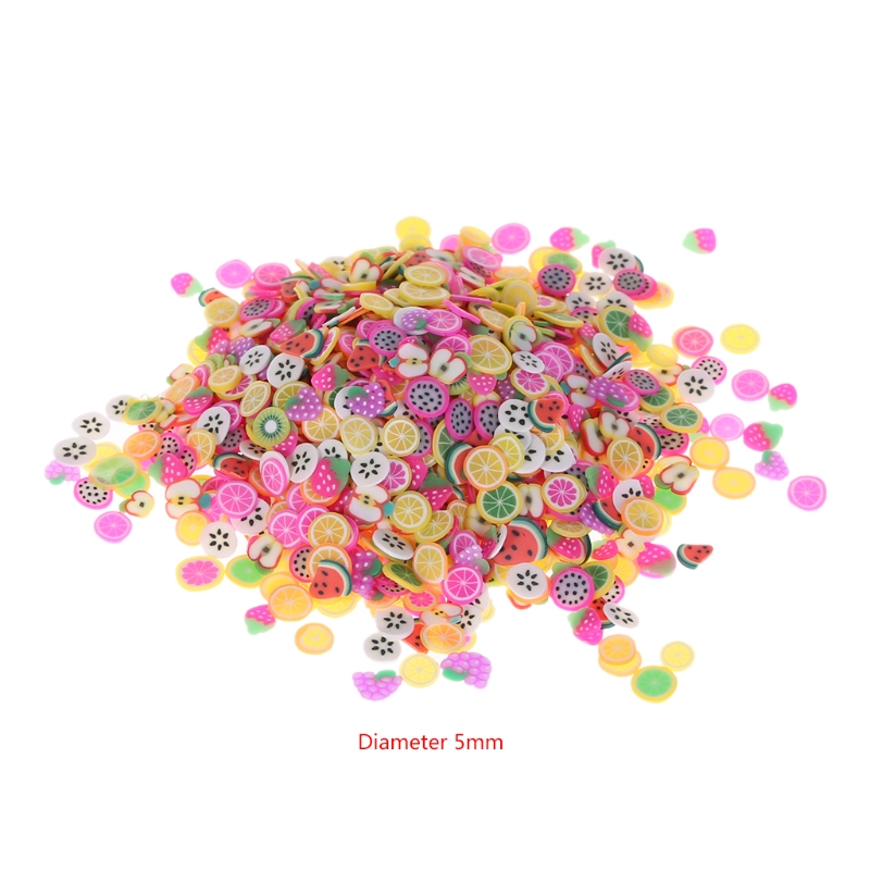 Neue 1000Pcs Polymer Clay Spielzeug DIY Obst Schleim Zubehör Gelee Schlamm Hand Gum