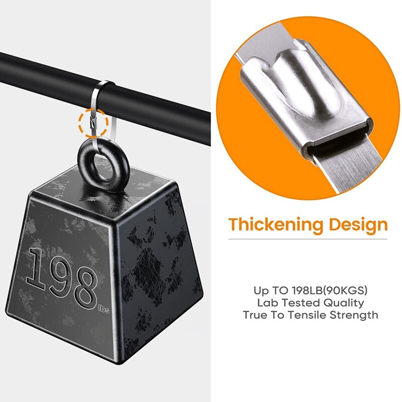 100Pcs Chain Link Fence Ties,Multi-Purpose Self-Locking Stainless Steel Zip Ties for Outdoor Garden Farm Pet Cages Fence