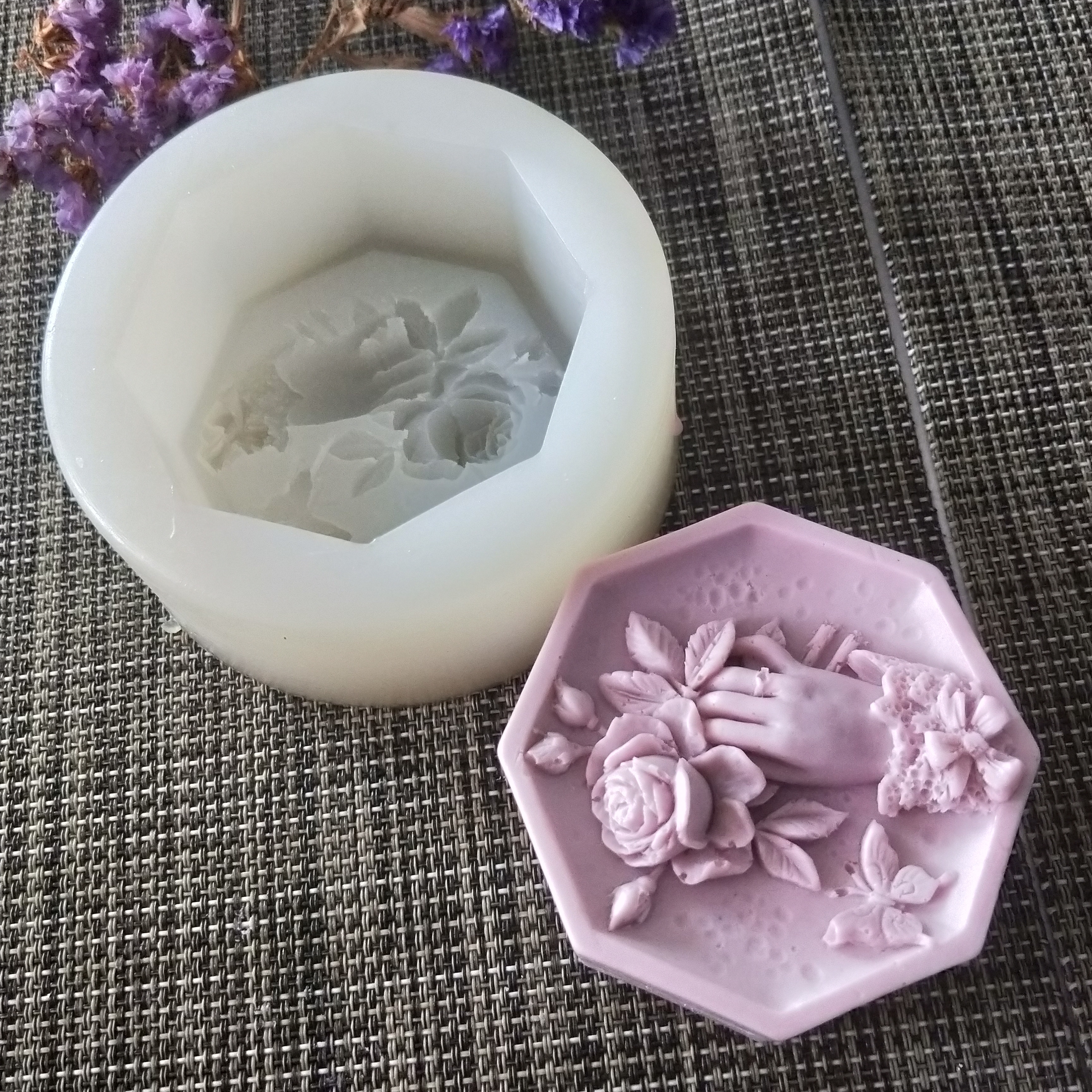 PRZY silicone soap mold 3D hexagon flower shape mold for soap making DIY handmade soap molds cake molds resin clay mold