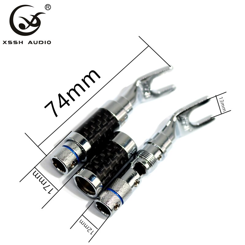 XSSH di Alta qualità in fibra di carbonio serie rhodium placcato Y connettore a spina a banana per l'altoparlante filo FAI DA TE