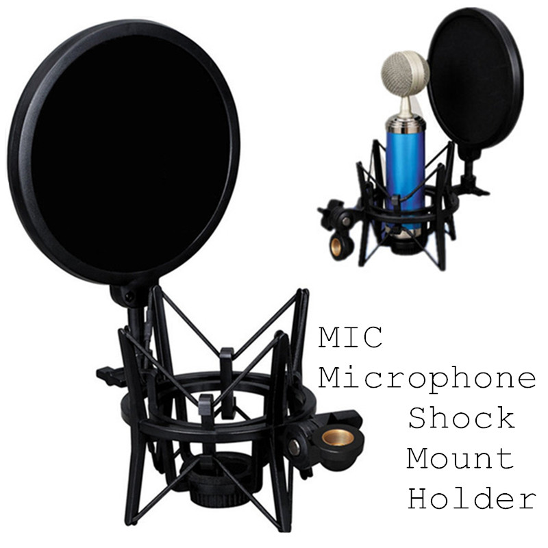 Universal Studio Condenser Microphone Mic Shock Mount with Articulating Head Telescoping height Microphone Holder Stand Bracket