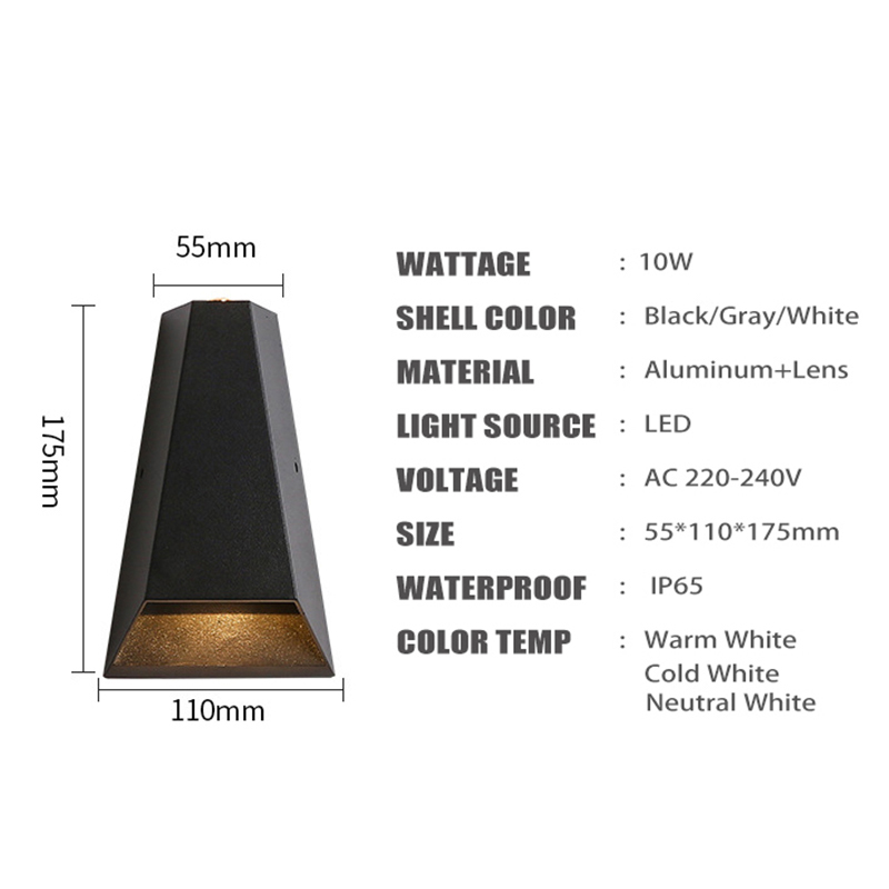 IP65 Waterdichte Led Wandlamp Outdoor Aluminium 6W 10W Wandlampen Veranda Tuin Hek Indoor Moderne Nordic Blaker lampen 85-265V