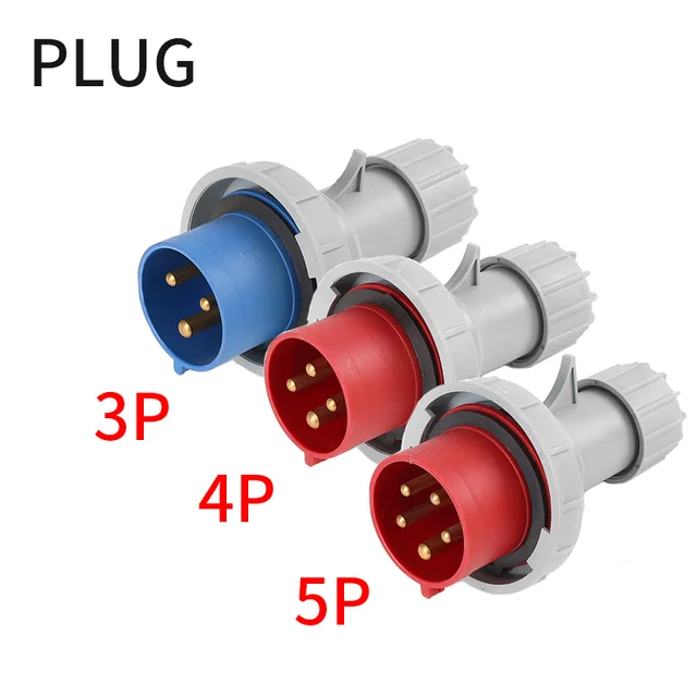 IP67 Industrial Plug and Socket Waterproof Connector 3PIN 4PIN 5PIN 16A/32A Waterproof Electrical Connection Wall Mount Socket: Dark Grey / Panel Connector / 5P