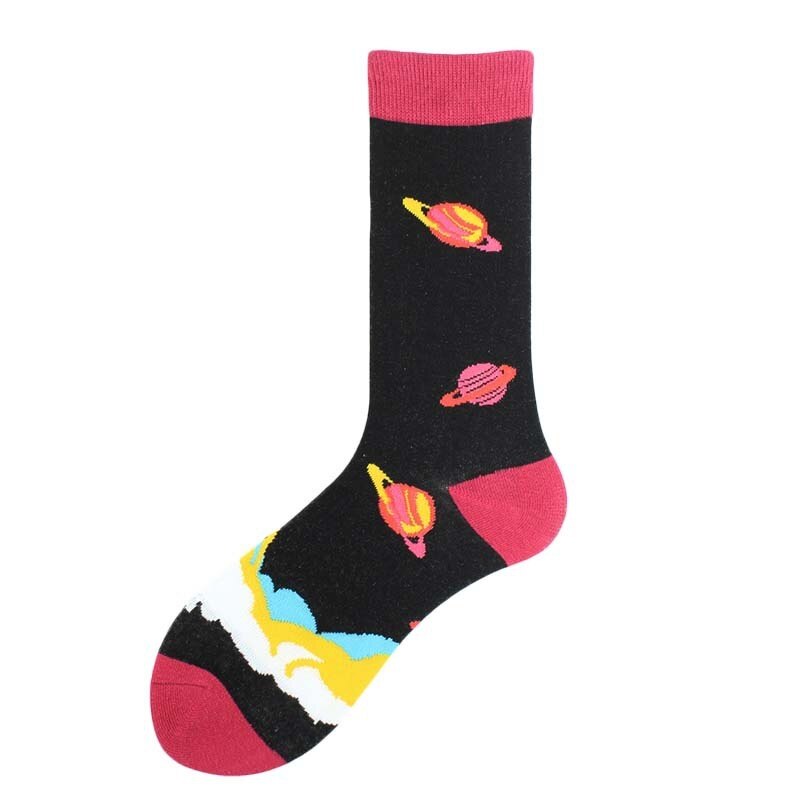 Automne hiver coton chaussettes de noël pour hommes Alien planète astronaute espace drôle dessin animé chaussettes Harajuku Sox: 10