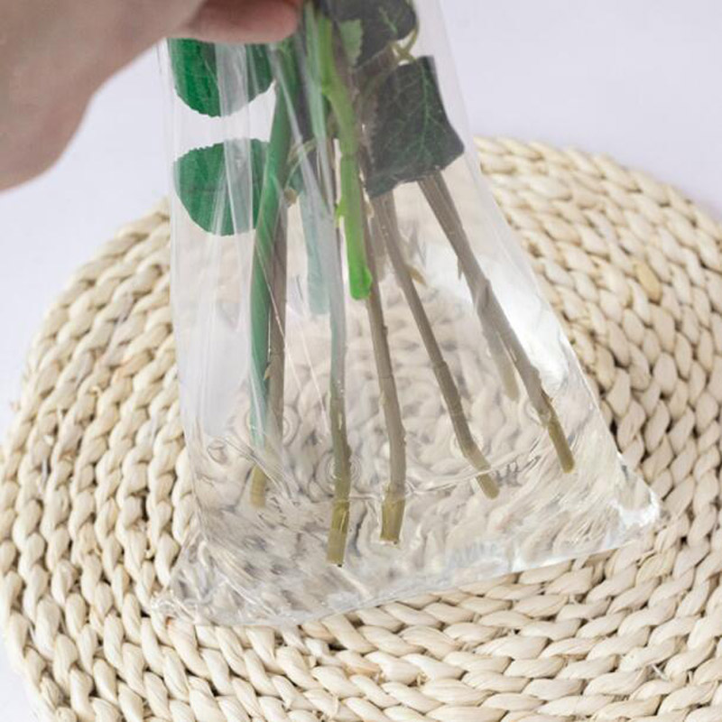 100pcs Flower Preservation Water Bag Transparent Plastic Bouquet Fresh Flower Keeping Root Maintenance Material
