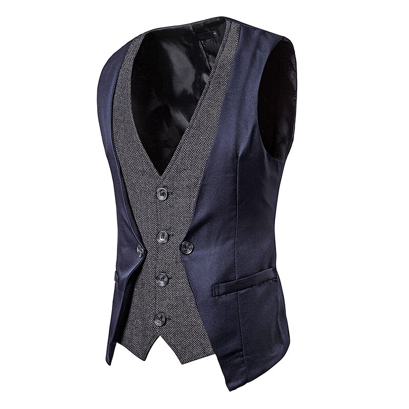 Vintage couches hommes costume gilet simple boutonnage à chevrons robe gilet hommes scène Club fête bal Chaleco Hombre