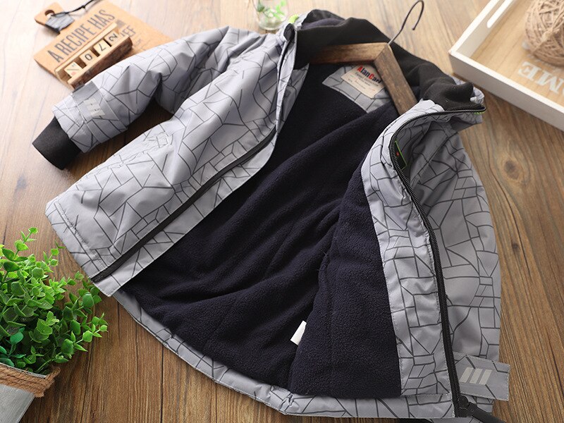 Jongen Winter Jassen -Katoen Klopte Thicken Warm Bovenkleding Hooded Jas Voor Grote Jongen Fluwelen Kleding Tieners
