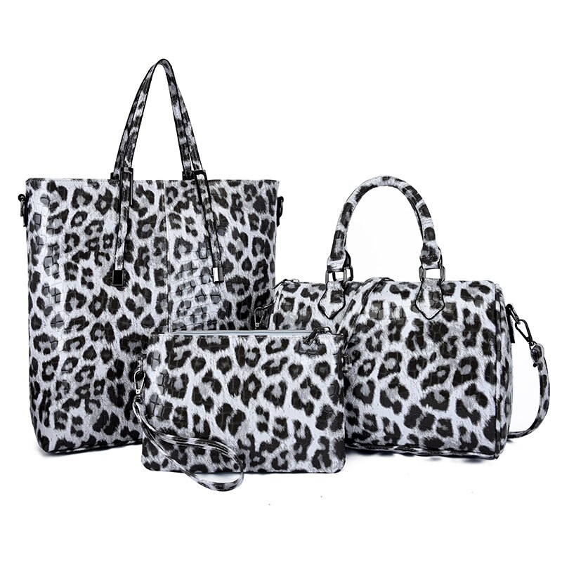 Bolso de mujer 3 uds Pu, bolso para la familia con estampado de leopardo, bolso cruzado, bolso de mano de gran capacidad para mujeres elegantes