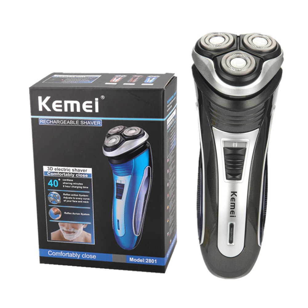 Simple Style Electric Shaver With 3D Floating Cutter Head Ergonomic Beard Trimmer Male Electric Razor: black with box