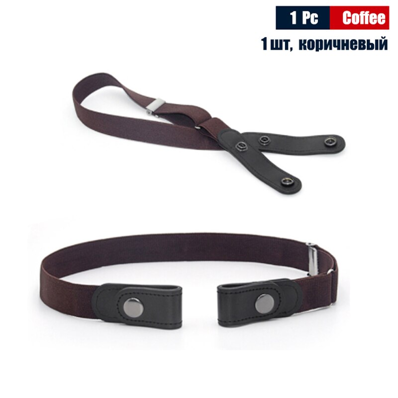 Cinturón elástico sin hebilla para hombre, sin hebilla, para pantalones vaqueros: Coffee