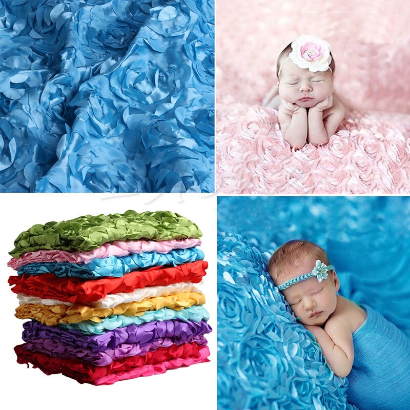 Bébé photographie couverture -né bébé 3D photographie accessoires tapis Photo Rose fleur toile de fond couverture
