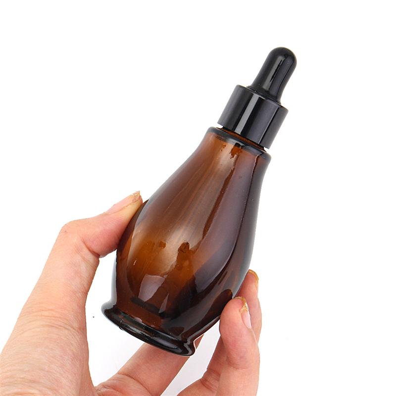 1 stuk 10ml/20ml/30ml/50ml/100ml lege amberkleurige glazen kalebas druppelflesjes etherische olie parfum pipetflesjes hervulbare container