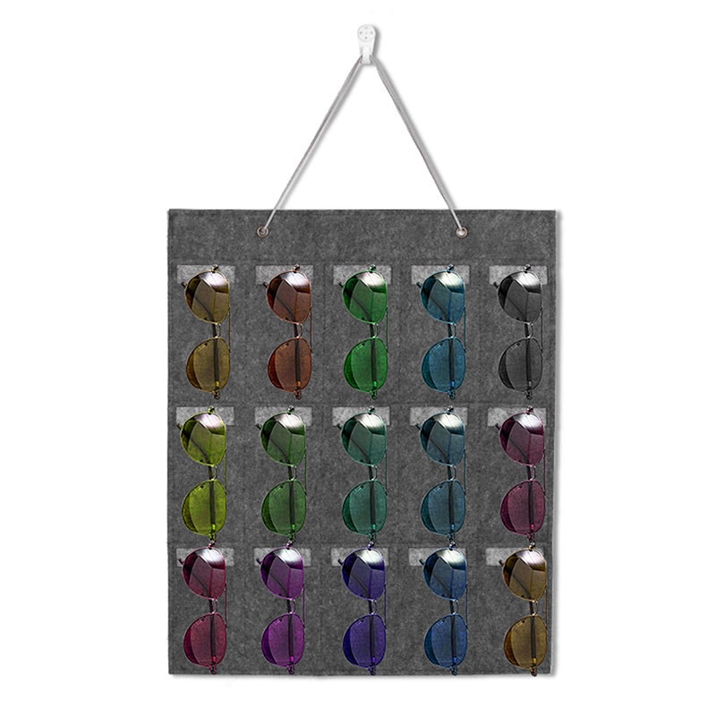 Practical Glasses Organizer Storage Wall Hanging Bag Sunglasses Eyeglass Container Hanging Pouch: style 2