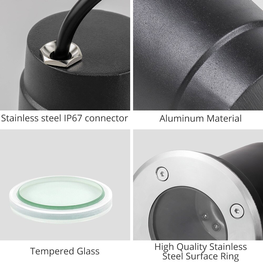 Underground Light 12V 85-265V LED Buried Lights IP67 GU10 MR16 Lamp Decking Stairs Terrace Garden Path Inground Lighting Outdoor