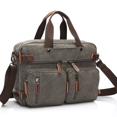 Bolso de mano Vintage para hombre, Bolsa de viaje informal, bandolera de lona, de clásico: Gris oscuro