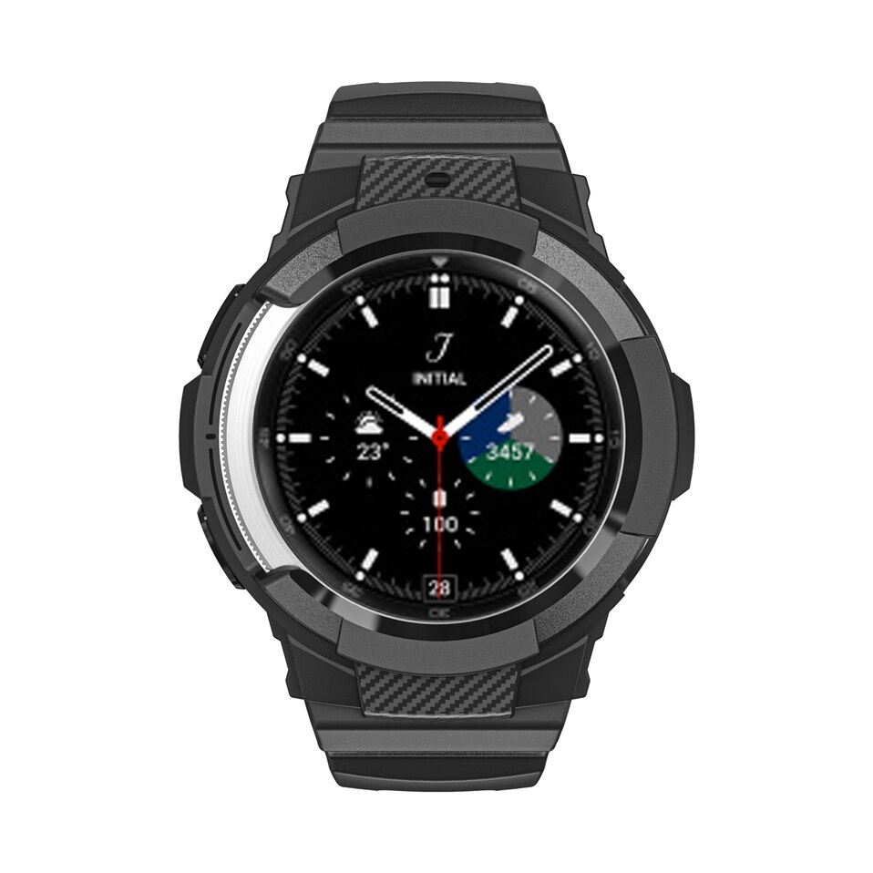 Pasek silikonowy + etui do zegarka Samsung Galaxy 4 klasyczny pasek sportowy 46mm 42mm zintegrowany pasek do zegarka Galaxy Watch4Classic: black / Watch 4 Classic 46mm
