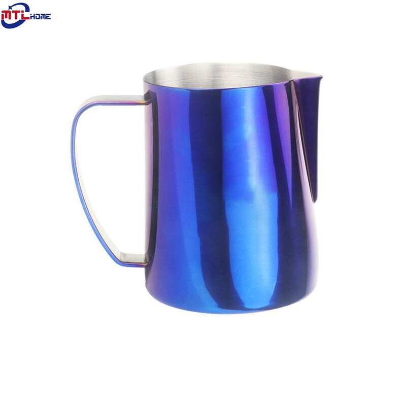 304 Roestvrij Staal Handmatige Motta Melkkan Frother Latte Art Cup Melk Opschuimen Werper Creamer Melkschuim Maker Melkopschuimer: titanium blue / 600ml