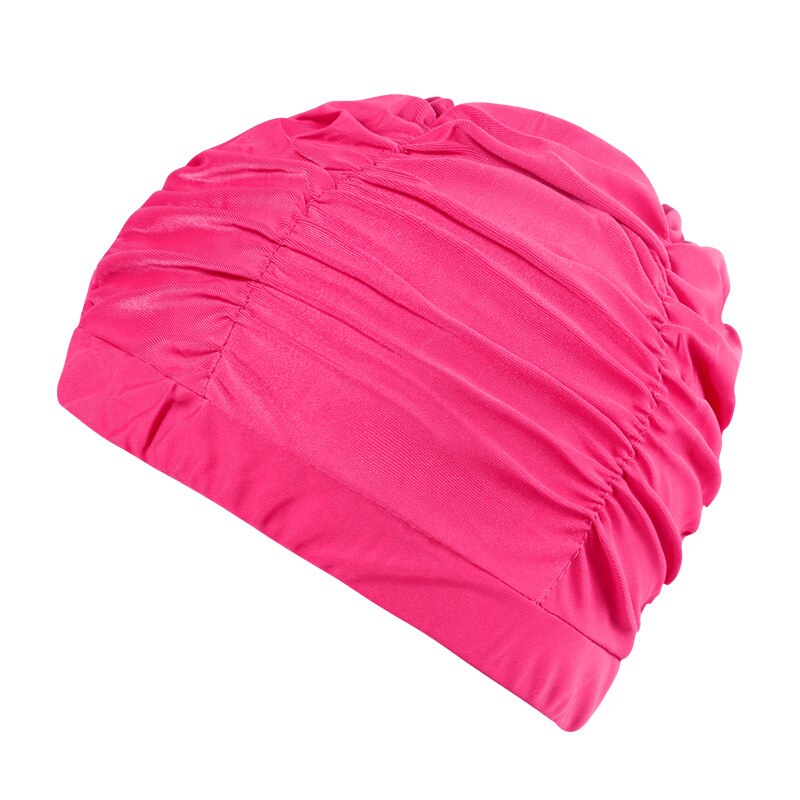 Vrouwen Mannen Badmuts Meisje Lang Haar Badmutsen Waterdicht Zachte Comfortabele Stretch Zwemmen Zwembad Seaside Water Sport Effen Kleur: rose red