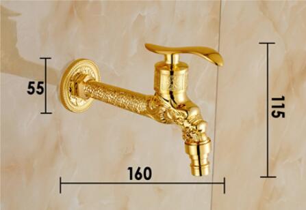 Art Carved Wall Mount Bibcock Brass Retro Tap Decorative Outdoor Garden Taps Washing Machine faucet Mop Luxury Gold WC Faucet