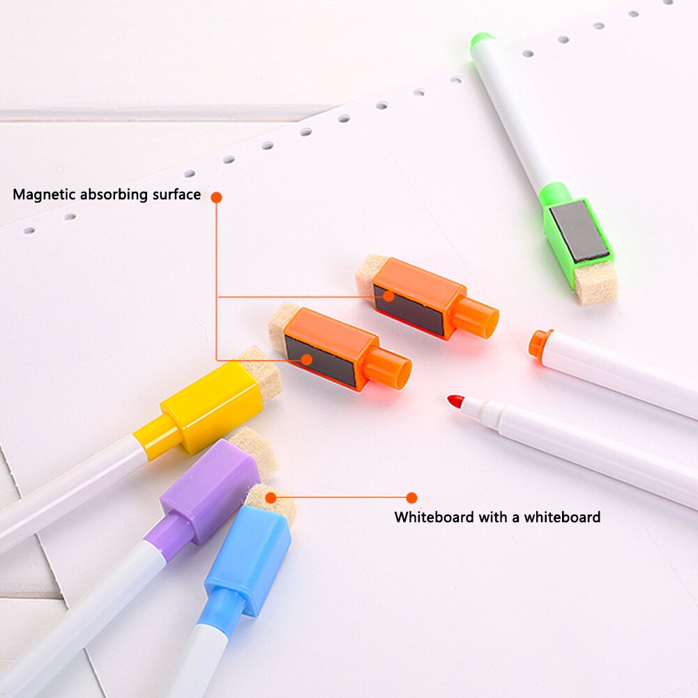 8 Uds Portable Ink Art borrable Oficina pizarra blanca material escolar estudiantes tiza magnética Maker lápiz con brocha