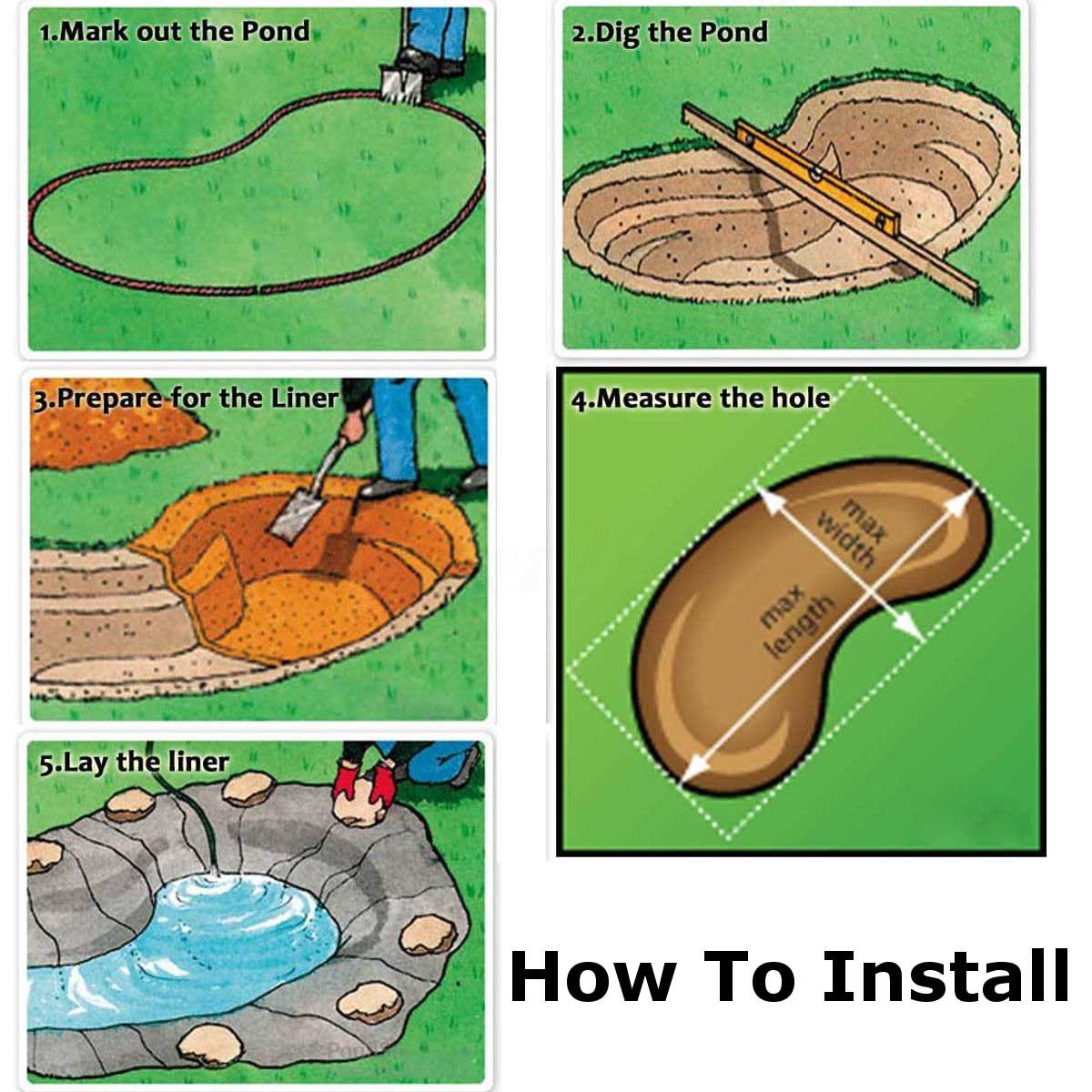 3X2M HDPE Rubber Fish Pond Liner Thicken Landscaping Waterproof Impermeable Membrane Pools Cover Gardens Pool Pond Liners