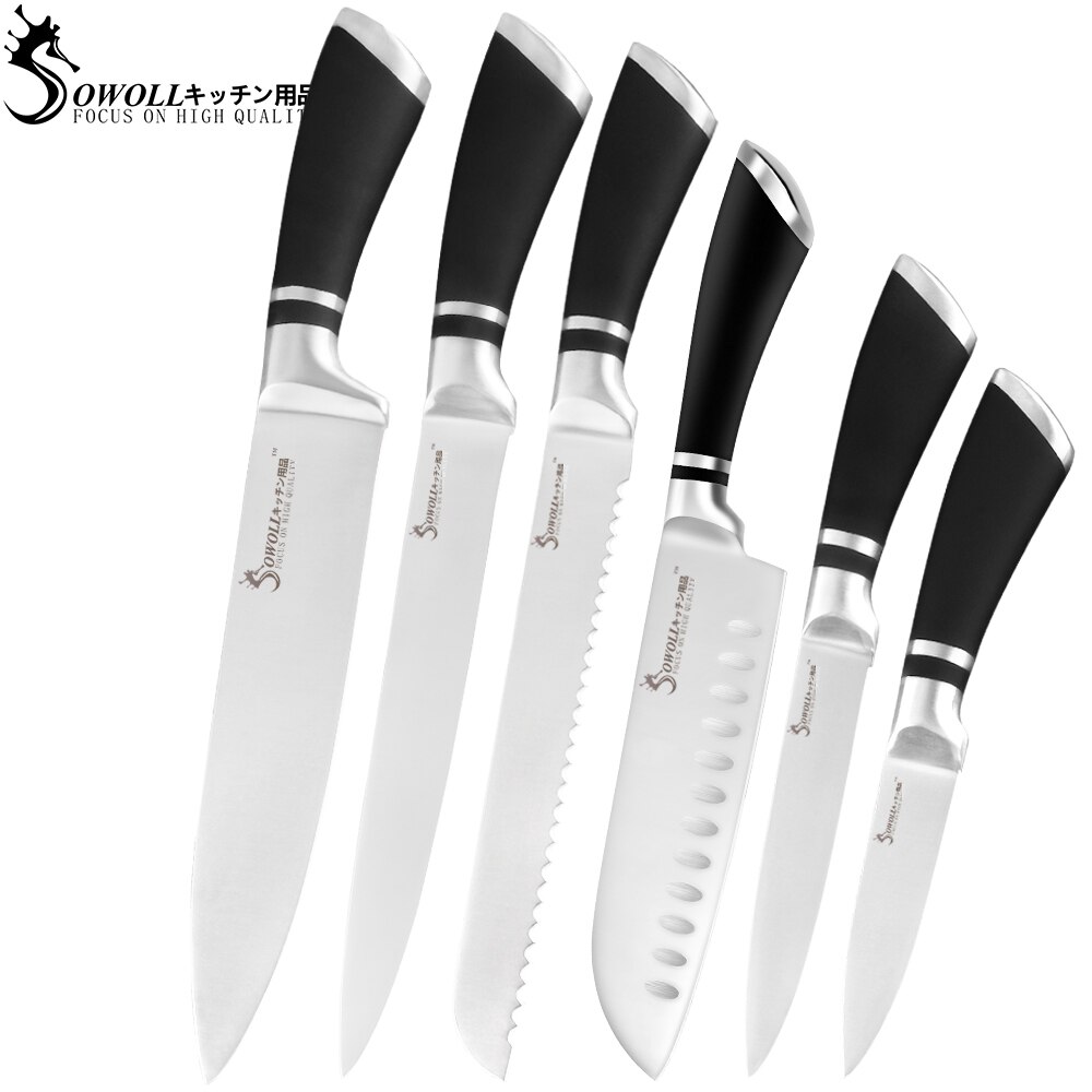 Xyj Stainless Steel Kitchen Knives Set Sharp Blade ABS+TPR Handle Knife Chopping Slicing Meat Fish Filleting Cooking Accessories: B 6PCS SET