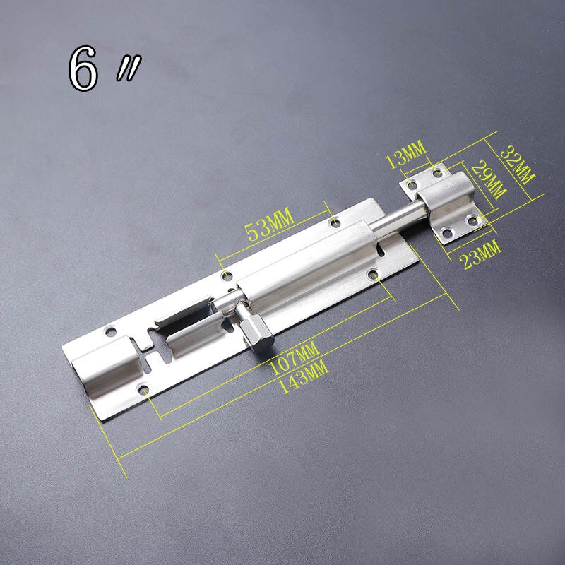 1Pc 2/3/4/5/6/8/10/12 Inch Long Silver Stainless Steel Door Latch Sliding Lock Barrel Bolt Latch Hasp Stapler Gate Safety Lock: 6 inch