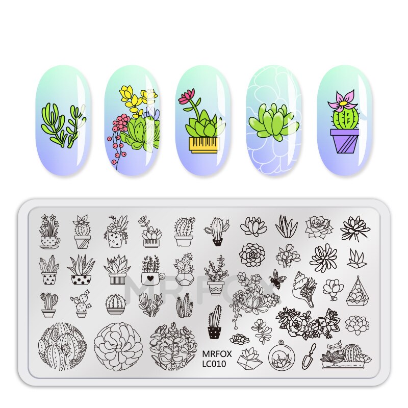 WAKEFULNESS estampado de plantas en maceta placas de estampado de uñas rectángulo flores Nail Art plantillas de patrones manicura herramientas para estampado de uñas