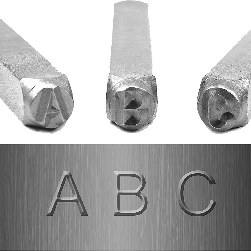 36 1.5mm-8mm teiliges stempelset aus stahl, bestehend aus zahlen- und buchstabenstempeln aus legiertem stahl, geeignet für schmuckherstellung und bastelarbeiten.