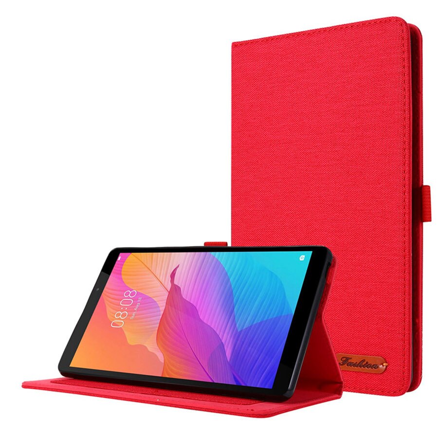 For Huawei MatePad MatePad T8 8.0 Case Cowboy Flip Cover for Funda Huawei MatePad T8 T 8 inch KOB2-L09 Tablet Case + film: Red