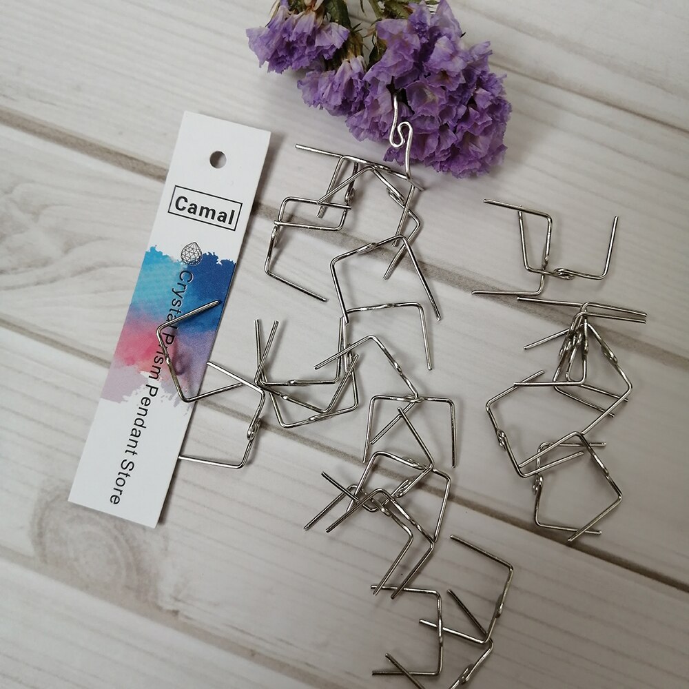 Camal lot de 100 connecteurs à broches torsadées en forme de m, couleur chrome, pour prisme en cristal, lampe, lustre 14mm suspension, bricolage