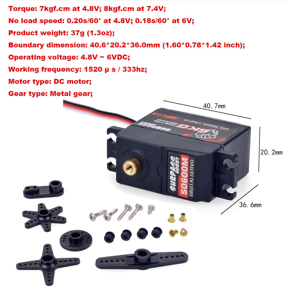 SURPASS HOBBY servo 9g 17g 25g 6kg 9kg 15kg 16kg 20kg 24kg 25kg 30kg Digital Servo for 1/18 1/16 1/12 1/10 1/8 1/7 1/5 rc car: 6KG metal servo