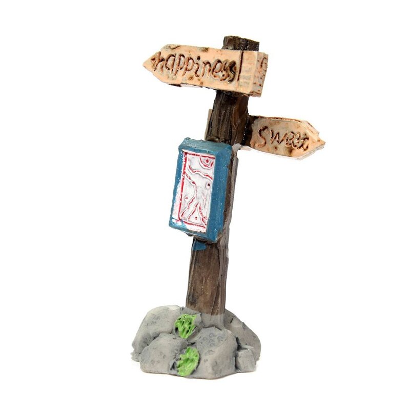 Miniature Sign post Flower Pot Plant Ornament Landscape Bonsai Garden Decor Craft DIY Happy Sweet