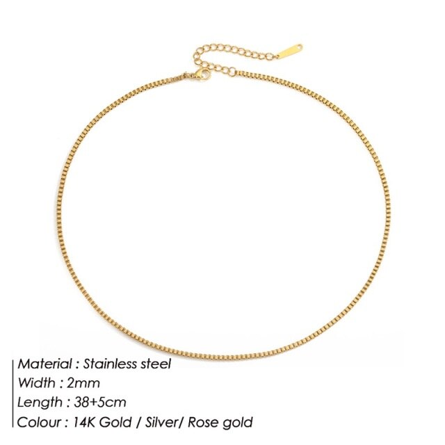 Jujie 3Mm/4Mm Rvs Rope Chain Kettingen Voor Vrouwen Mode 14K Goud Twisted Ketting Sieraden: YX33290-2MM 38CM / 14K Gold Color