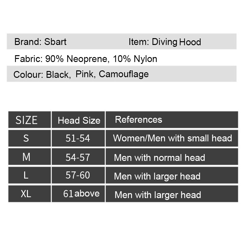 Sbart 3mm Neoprene Scuba Diving Hat Wetsuit Hood Divers Cap Black Pink Camouflage Thermal Neoprene Sunscreen Quick-dry