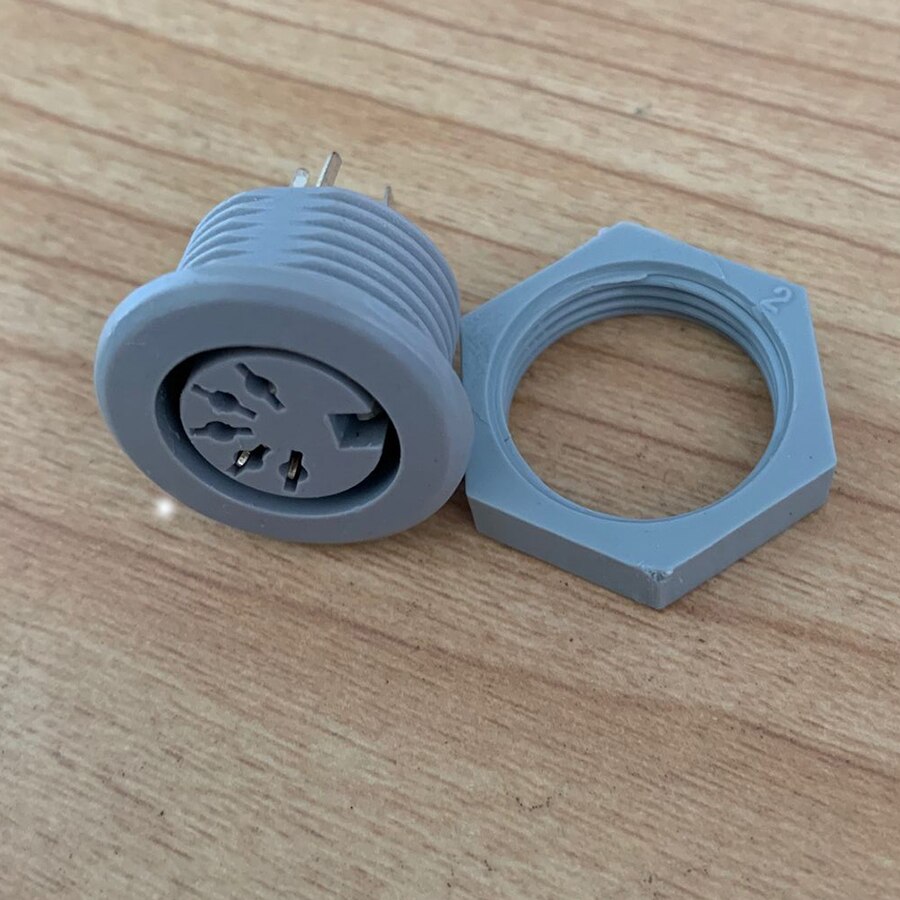 1 stk din 5 -pin hunstik kabel stik adapter panel montering lodde chassis stik forniklet hvid grå sort: Grå