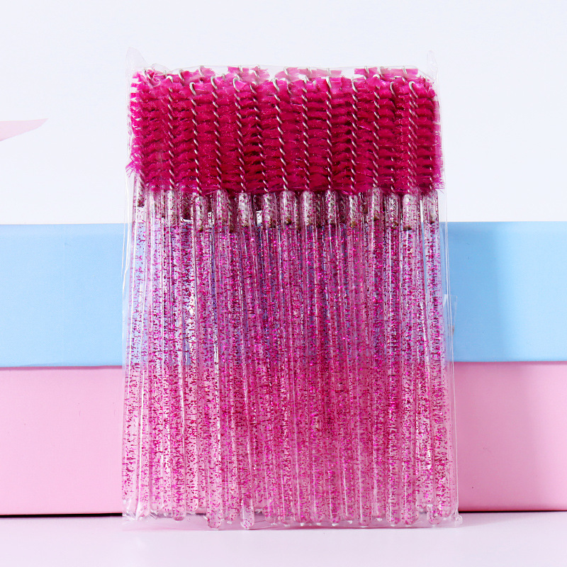 QSTY-brocha de maquillaje para pestañas, 50 Uds., aplicador de rímel desechable individual, peine, varita, herramientas de pinceles de maquillaje para pestañas, 6 colores: Rojo
